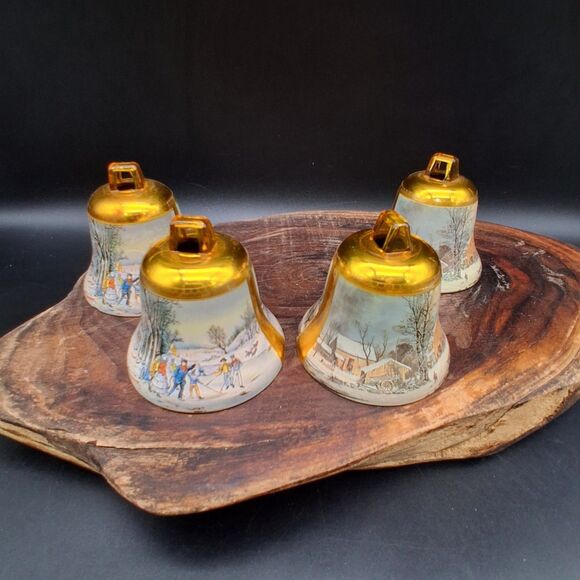 Currier and Ives Other - Vintage Currier And Ives Bell Ornament 6 Gold Tone Winter Scenes Royal Heritage